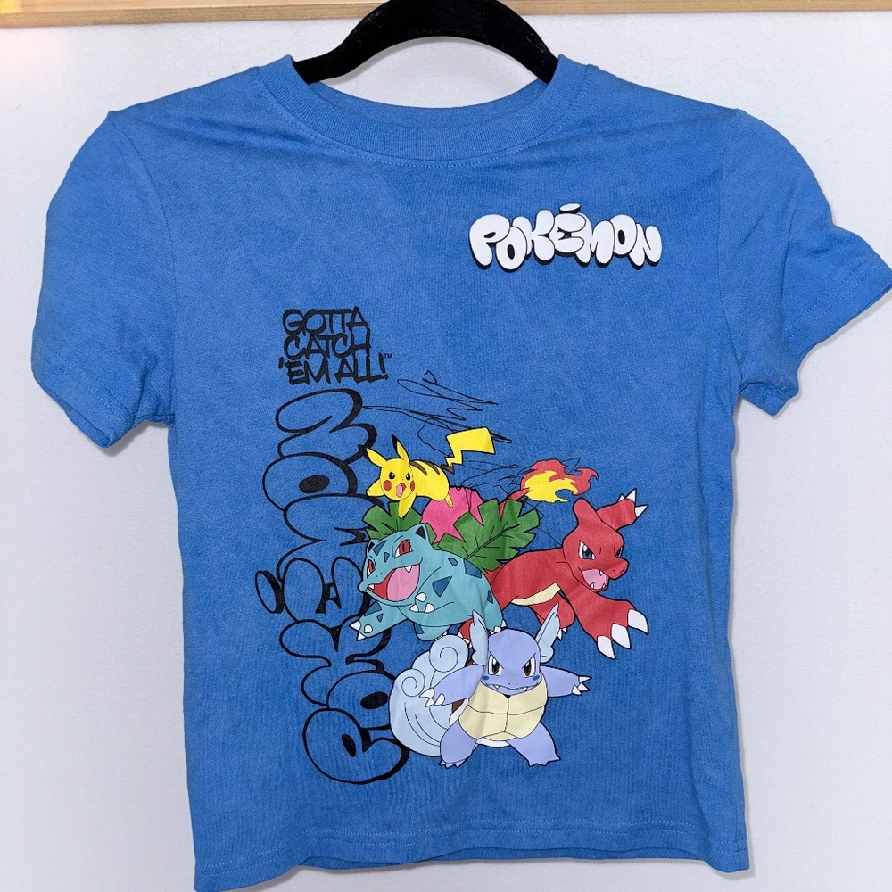 Pokémon Squirtle Squad Squall Hybrid Size S NWT Kids Tee Blue Graphic